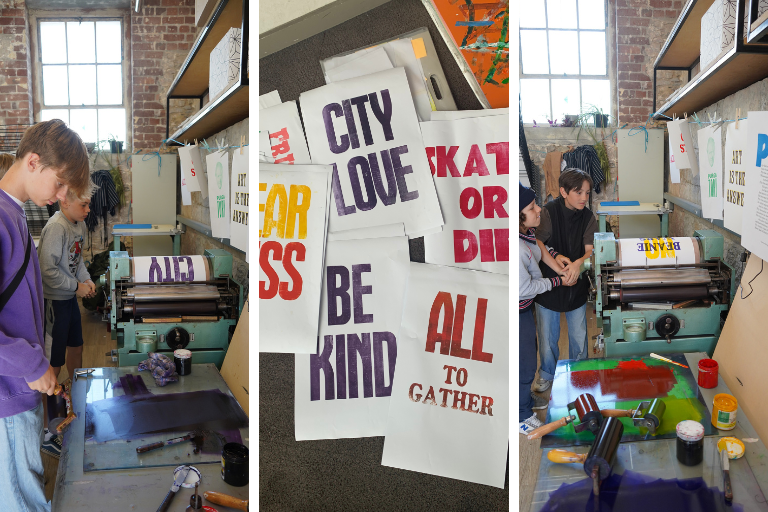 Prime Design letterpress workshop and Skater posters - credit Alan Qualtrough.